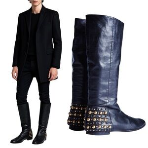 GUCCI Babouska Studded Knee High Tall Leather Boots